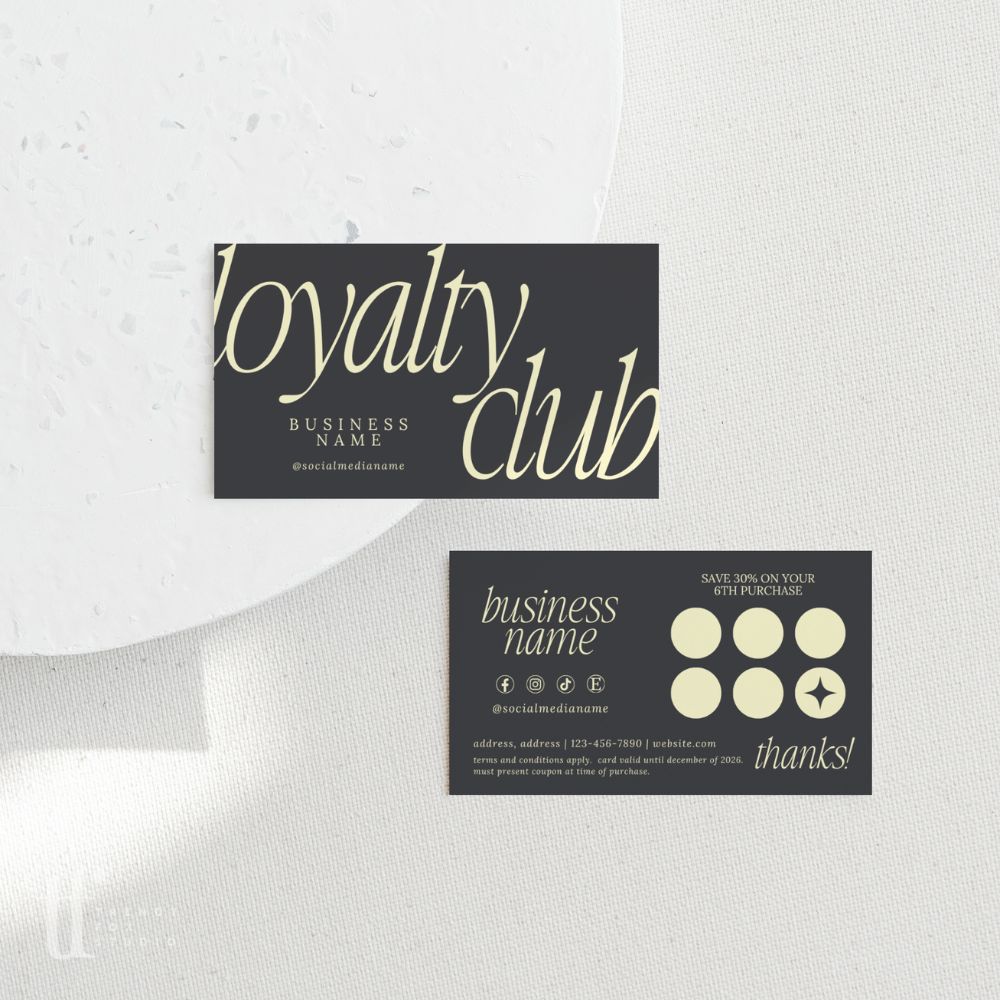 Loyalty Card Canva Template | Luxe Black | Nysa - Trendy Fox Studio