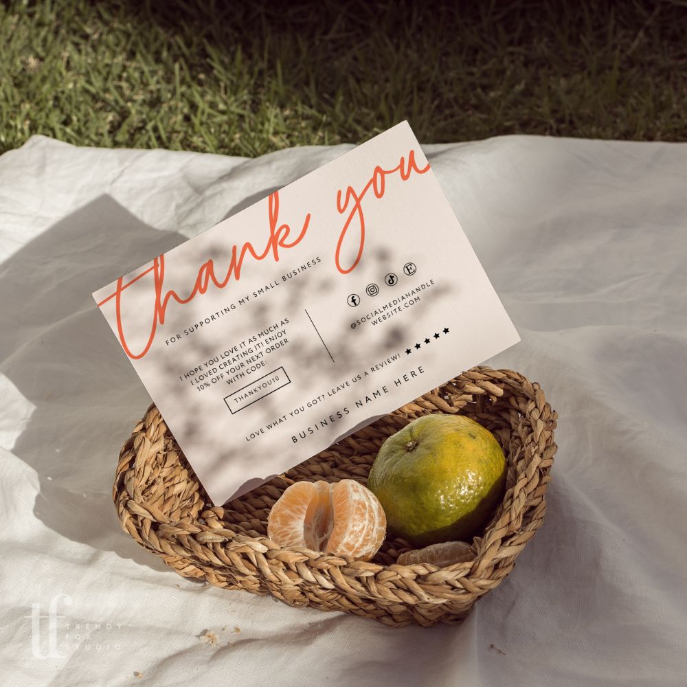 Business Thank You Card Canva Template | Elegant Boho | Inez - Trendy Fox Studio