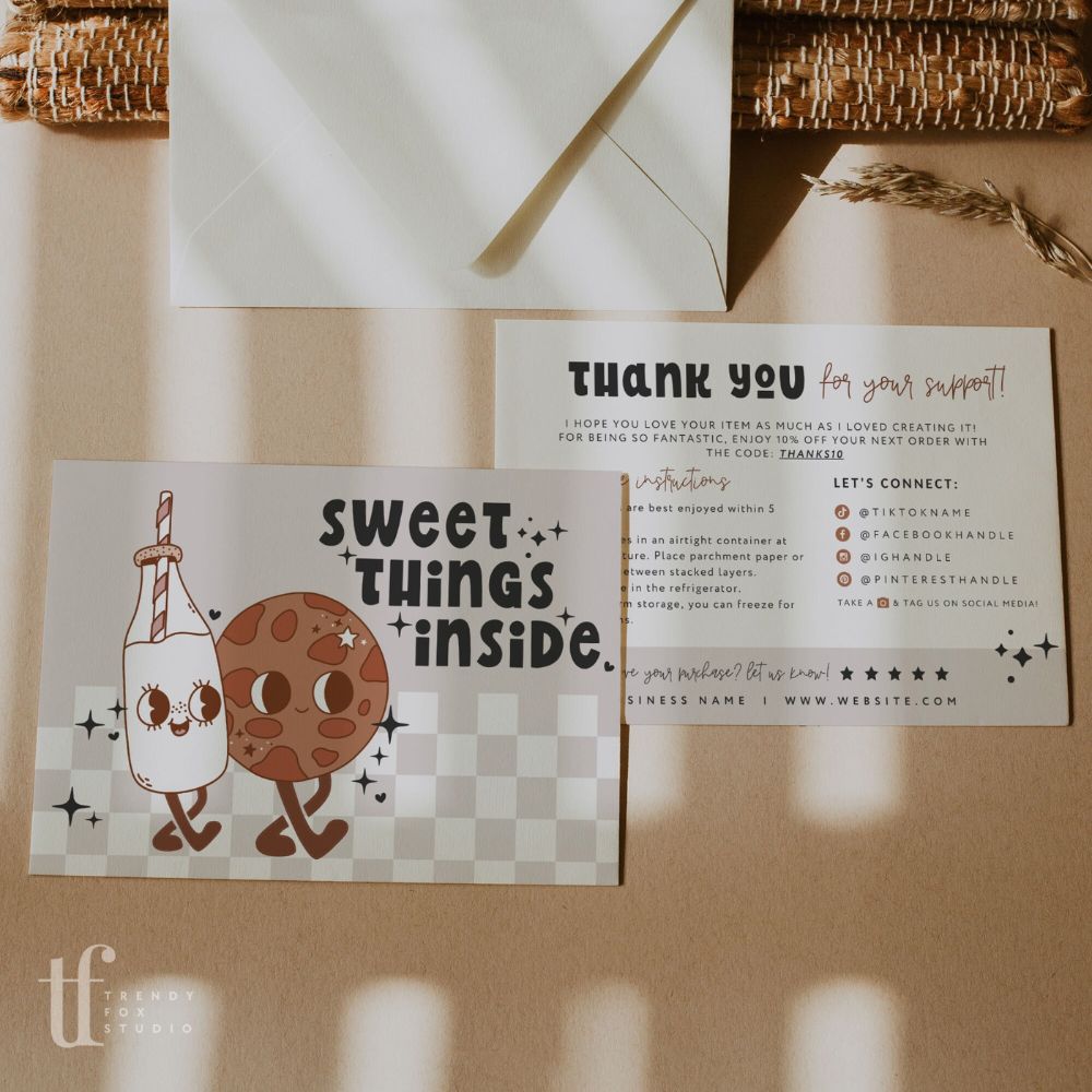 Cookie Care Card Canva Template | Retro Characters | Millie - Trendy Fox Studio