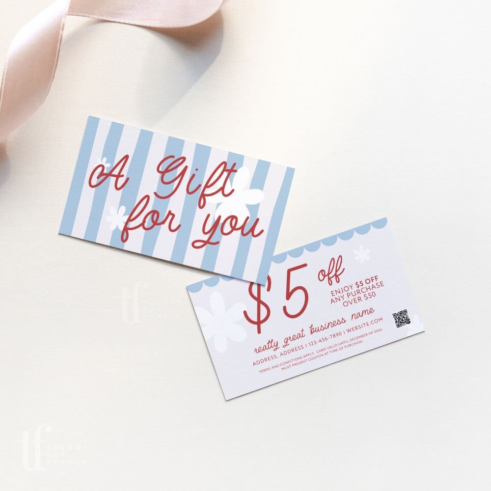 Business Coupon Card Canva Template | Preppy Cottagecore | Margot - Trendy Fox Studio