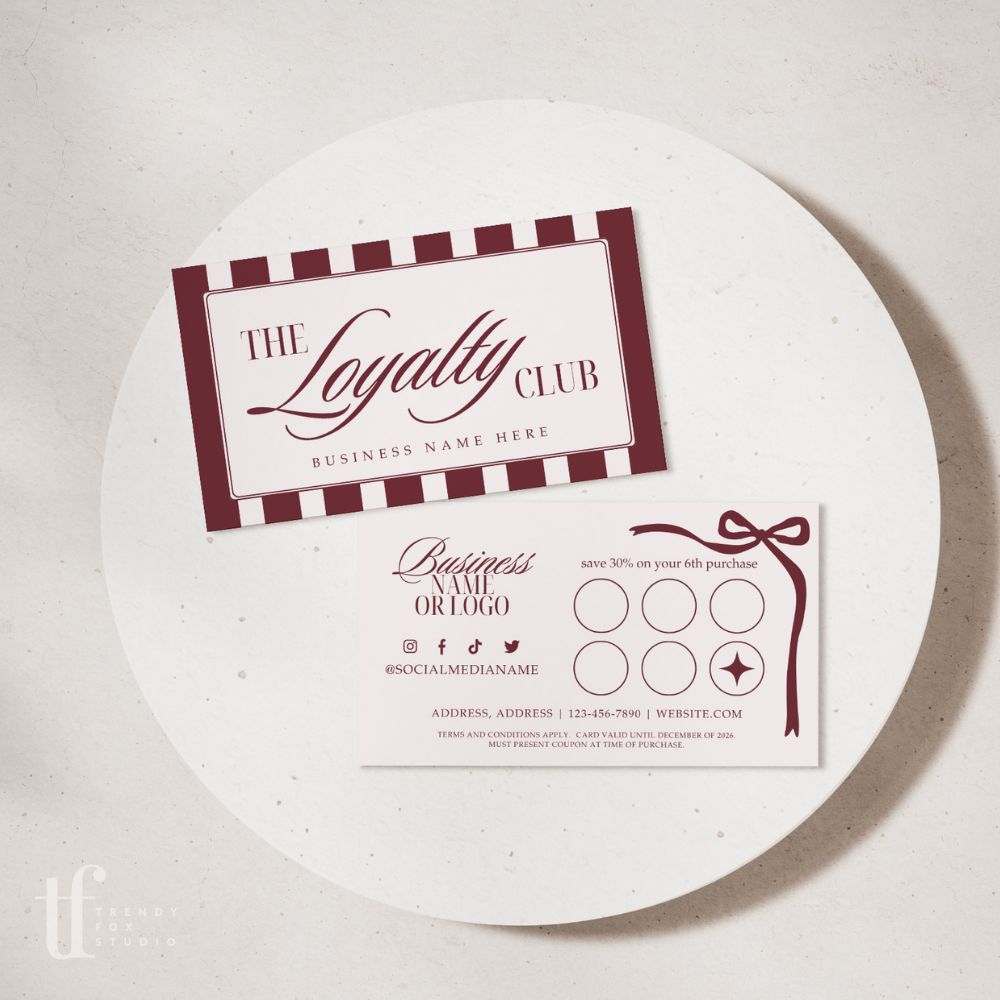 Loyalty Card Canva Template | Elegant Old Money | Lorna - Trendy Fox Studio