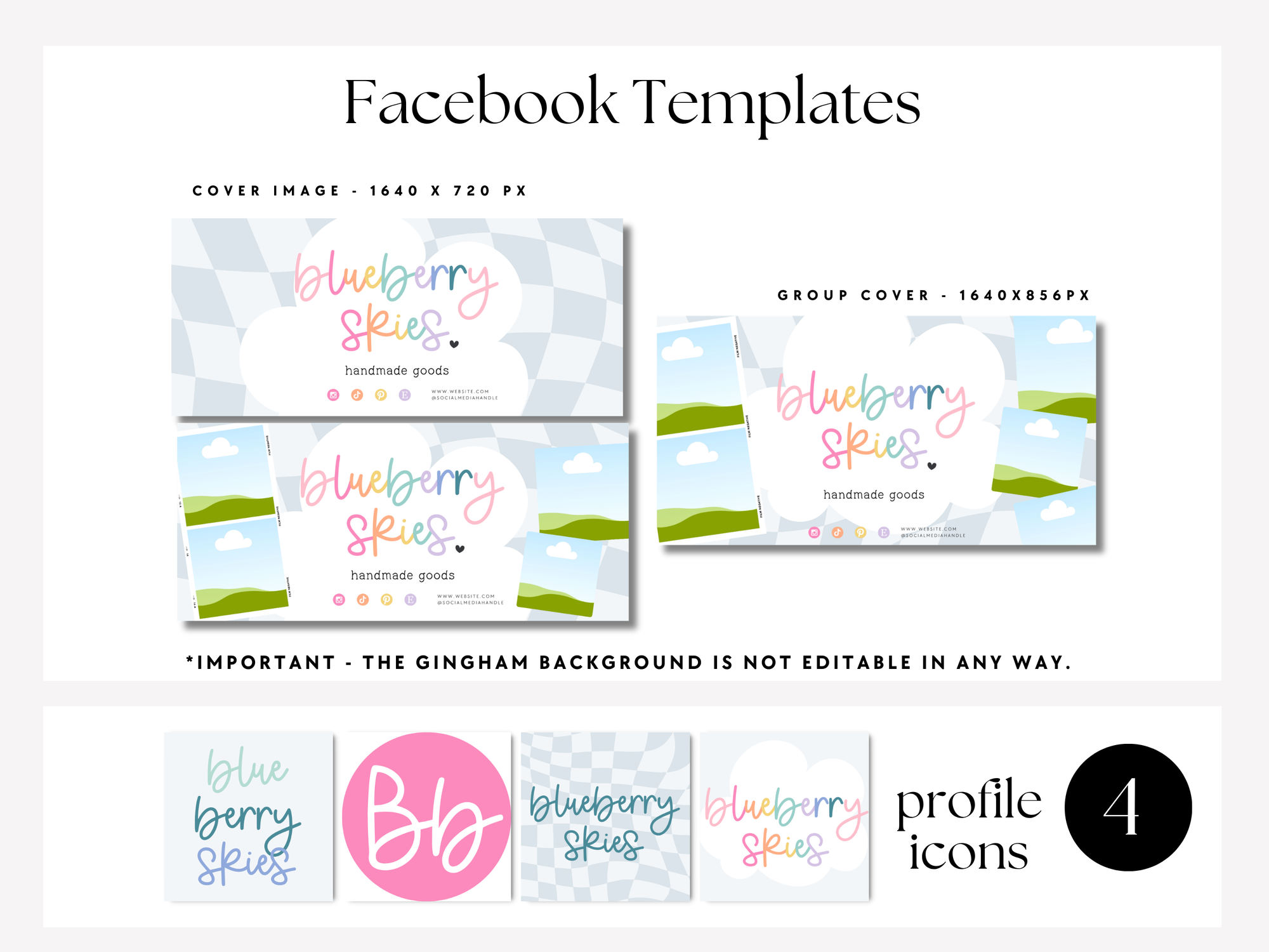 Pastel Rainbow Whimsical Facebook Cover Branding Set Canva Template | Lumi