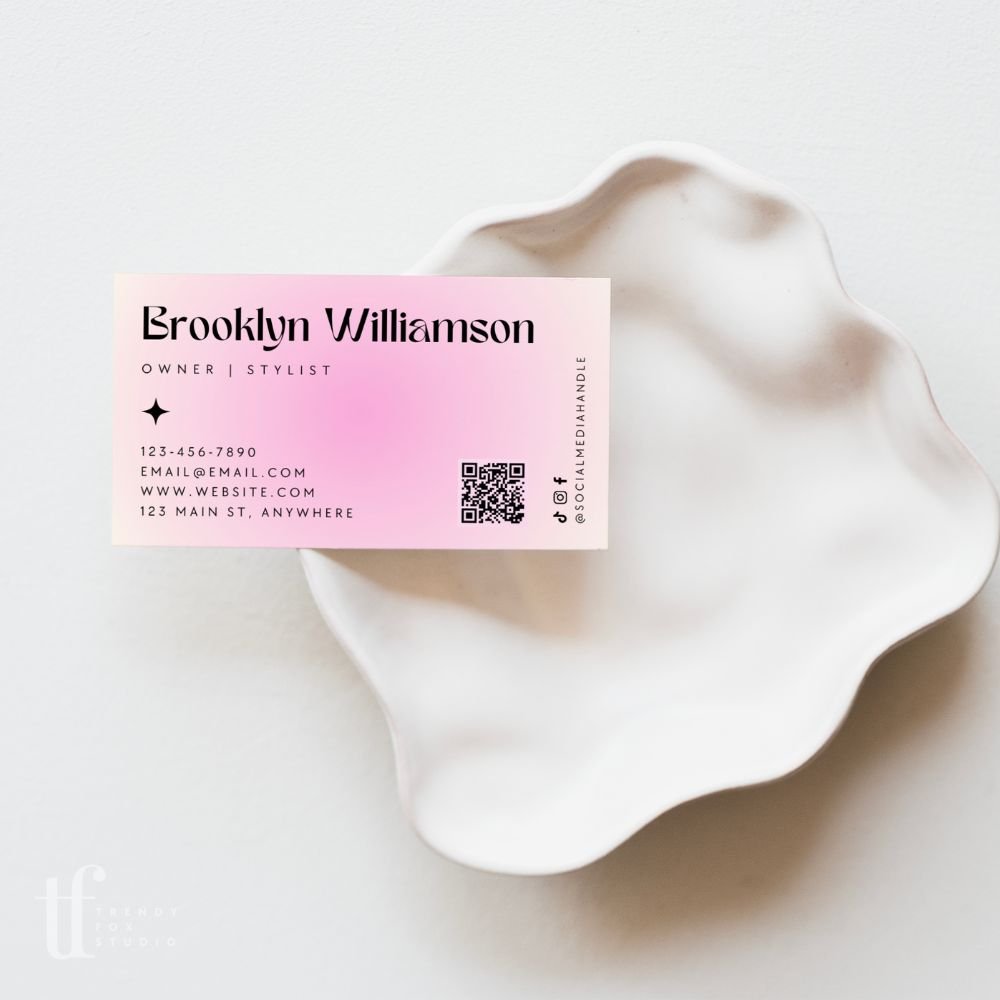Business Card with QR Code Canva Template | Feminine Modern Elegant Branding | Opal - Trendy Fox Studio