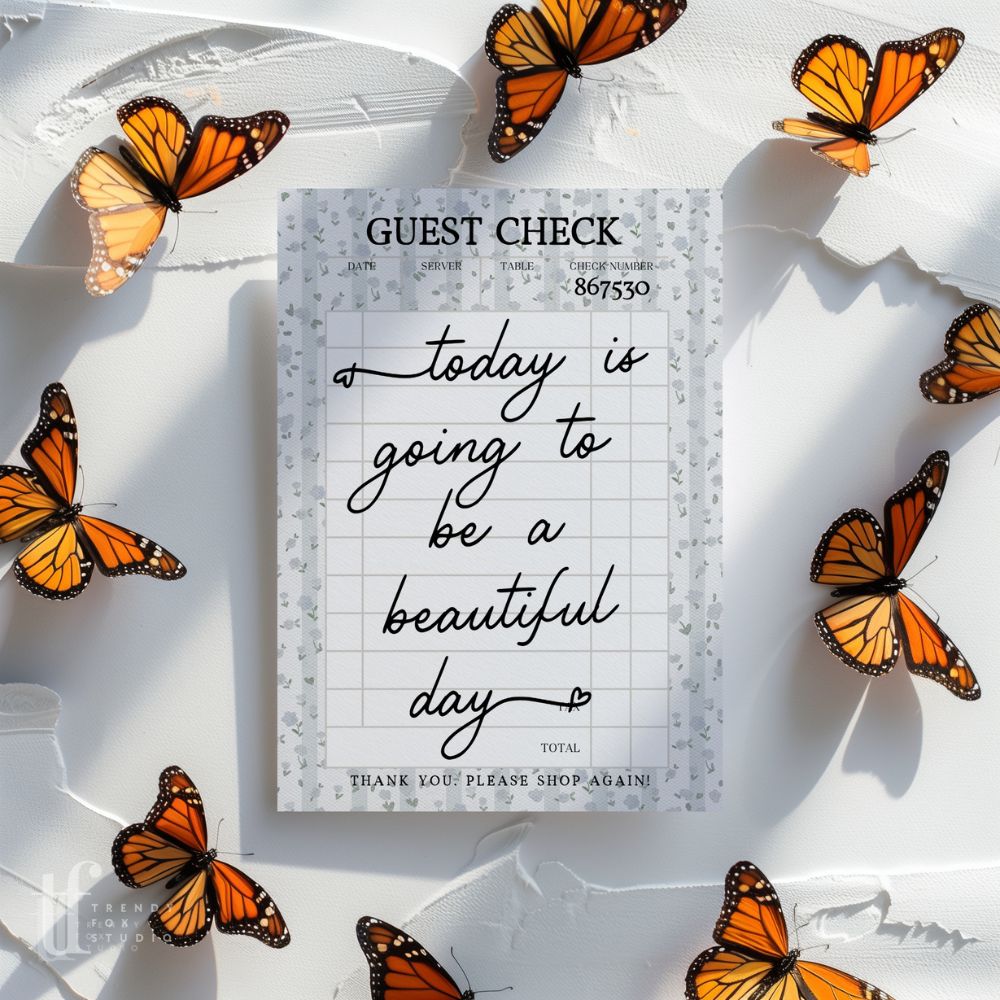 Business Thank You Card Canva Template | Guest Check | Cottagecore Shabby Chic | Aubrie - Trendy Fox Studio