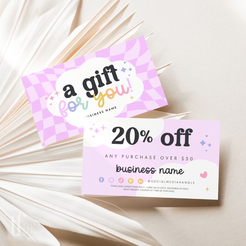 Business Coupon Card, Discount Card Canva Template | Colorful Rainbow | Lulu - Trendy Fox Studio