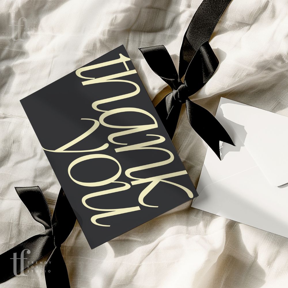 Business Thank You Card Canva Template | Luxe Black | Nysa - Trendy Fox Studio