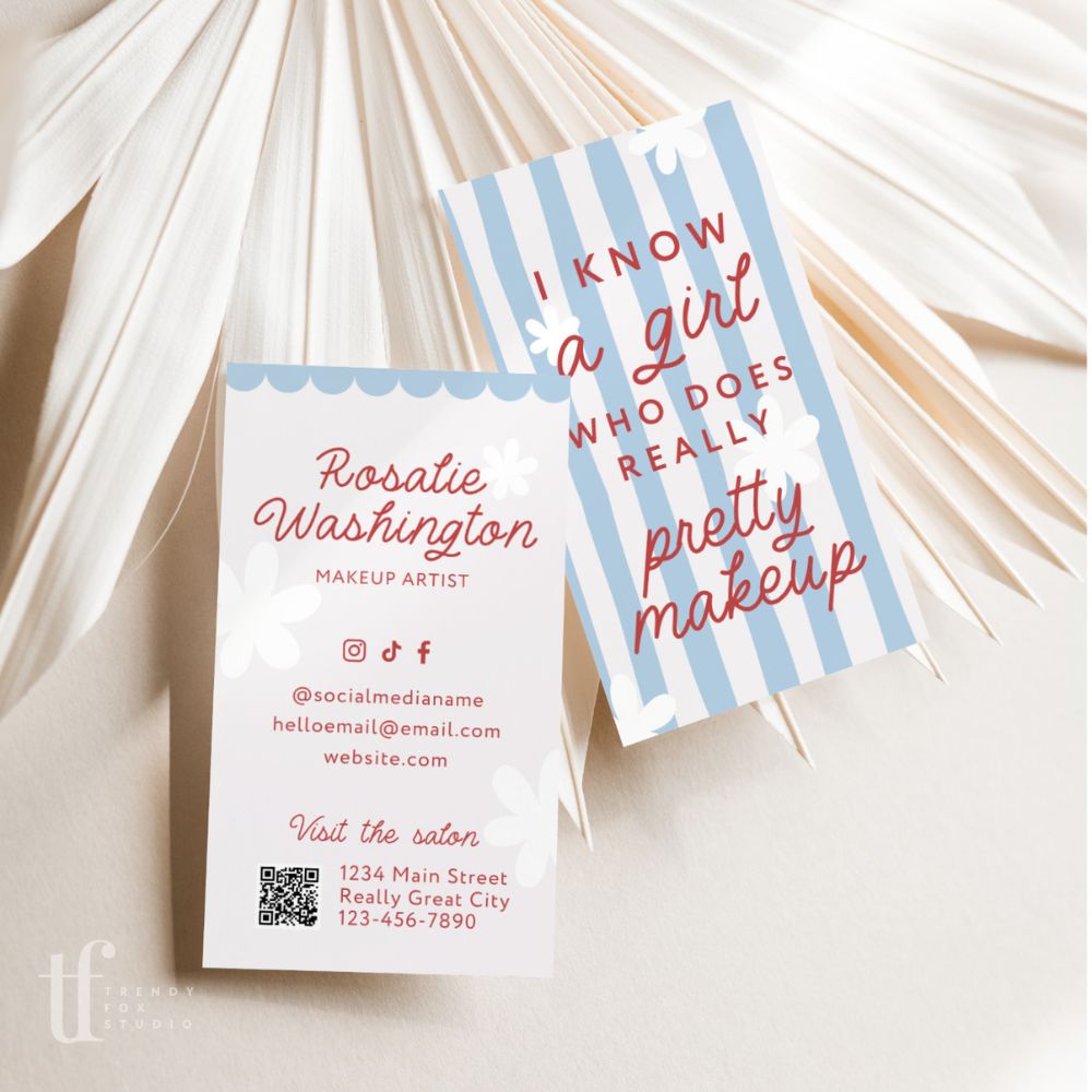 Beauty Business Card Canva Template | Preppy Cottagecore | Margot - Trendy Fox Studio