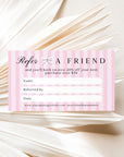 Refer A Friend Discount Card Canva Template | Striped Coquette | Brit - Trendy Fox Studio