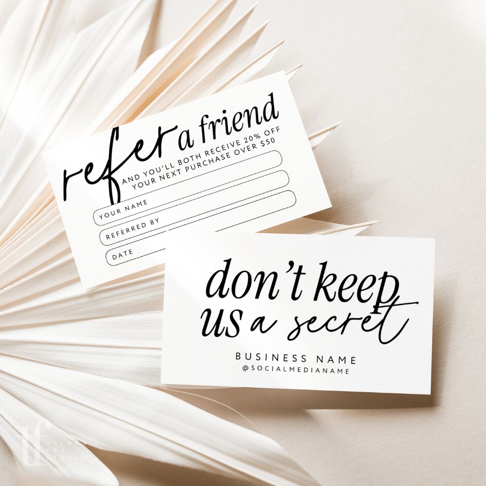 Refer A Friend Discount Card Canva Template | Modern Boho | Inez - Trendy Fox Studio