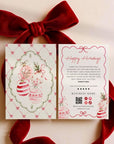 Christmas Business Thank You Card Canva Template | Coquette Watercolor Ornaments Holiday Insert