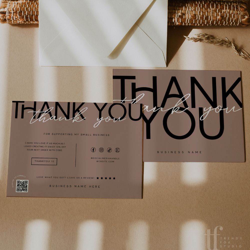 Business Thank You Card Canva Template | Modern Editorial | Lyra - Trendy Fox Studio