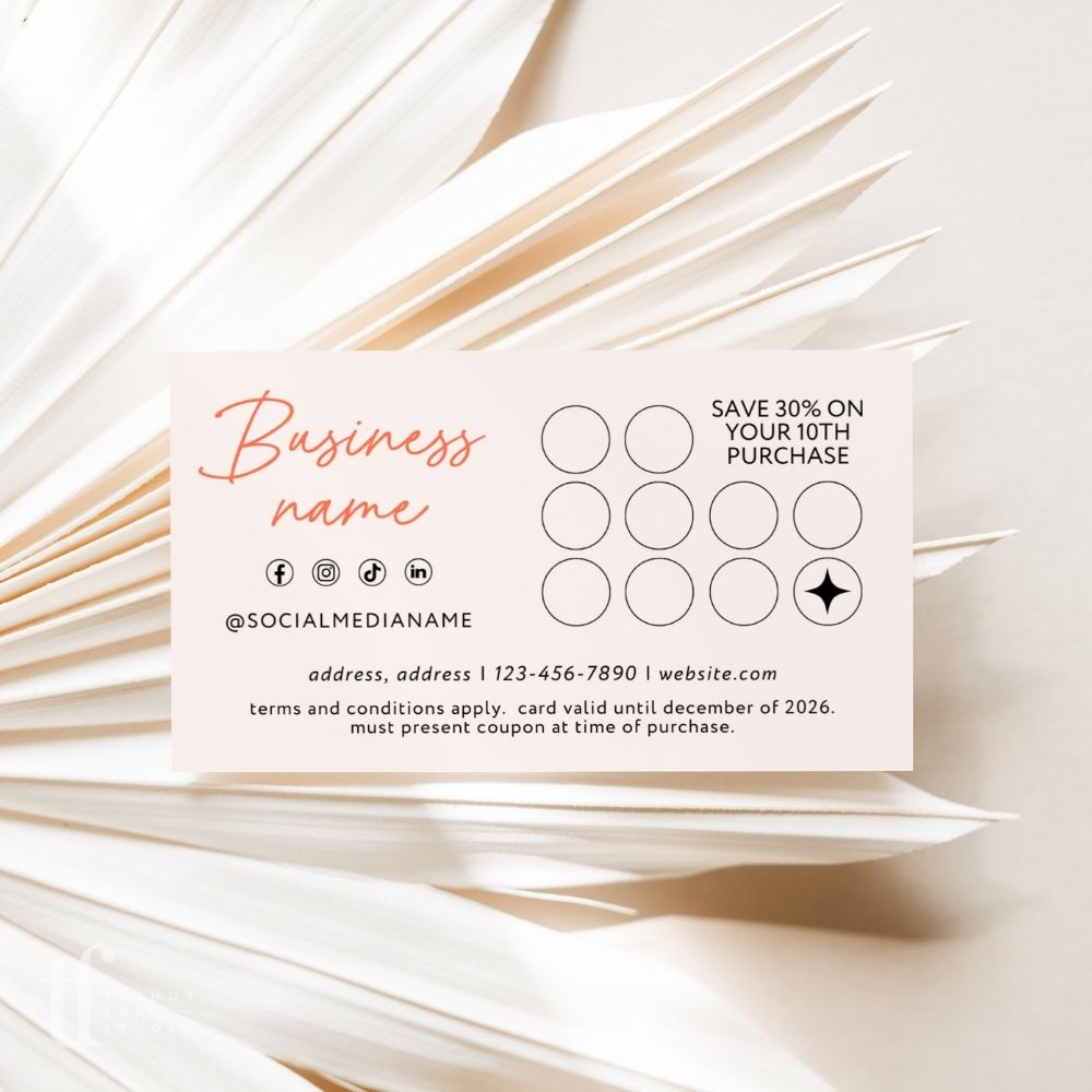 Loyalty Card Canva Template | Rewards Card for Nails, Salon, or Beauty Business | Inez - Trendy Fox Studio