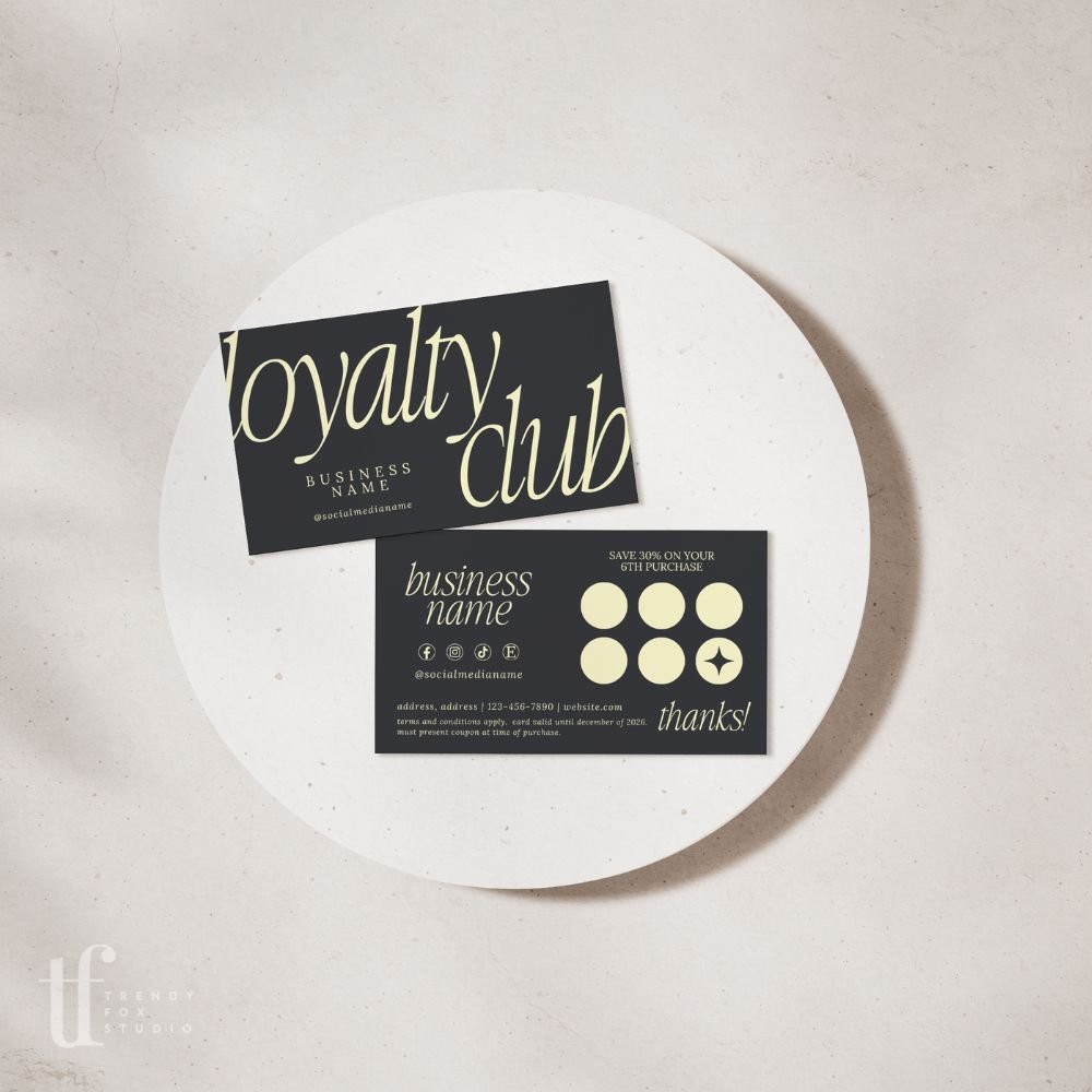 Loyalty Card Canva Template | Luxe Black | Nysa - Trendy Fox Studio