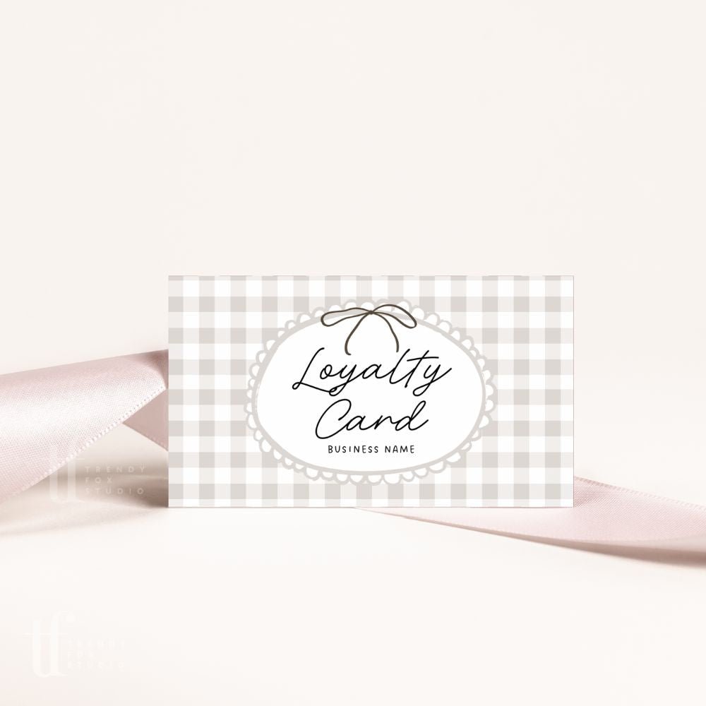 Loyalty Card Canva Template | QR Code | Cottagecore Gingham | Lula - Trendy Fox Studio