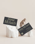 Business Card with QR Code Canva Template | Luxe Black | Nysa - Trendy Fox Studio