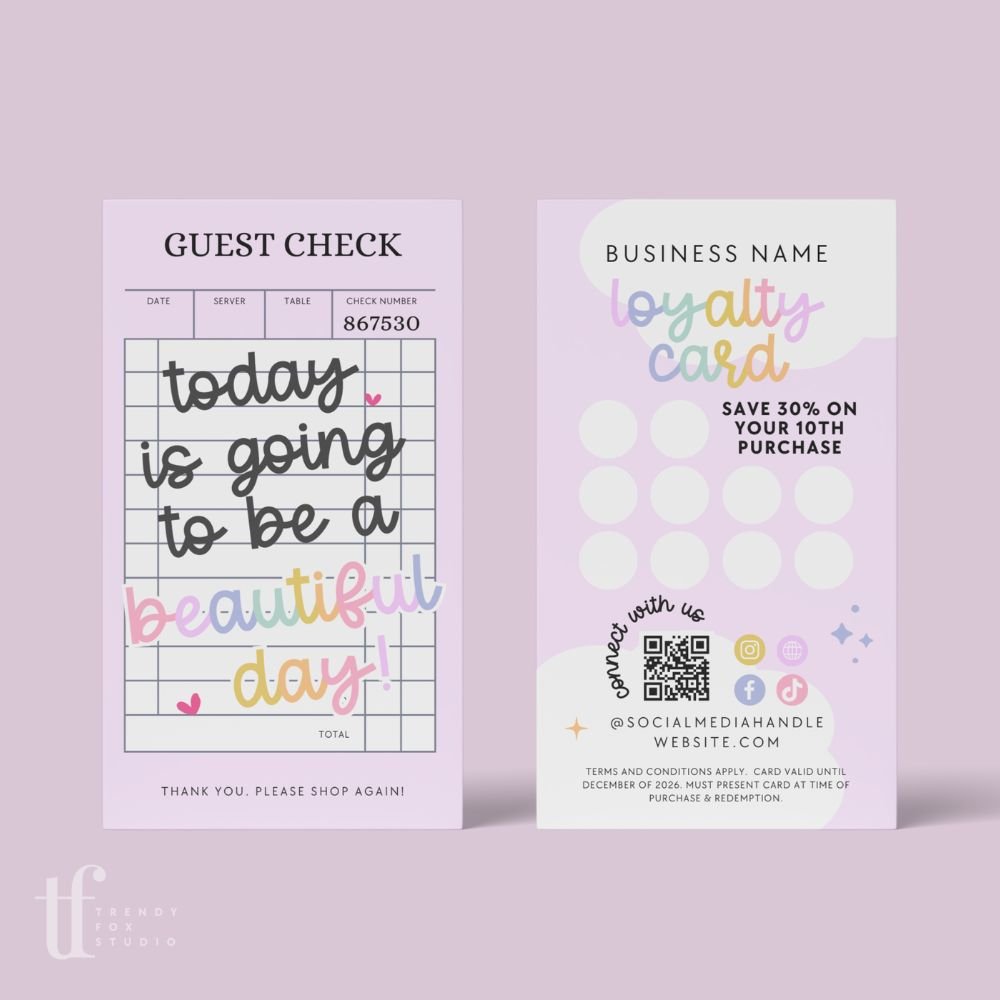 Loyalty Card Canva Template | Colorful Rainbow | Lulu - Trendy Fox Studio