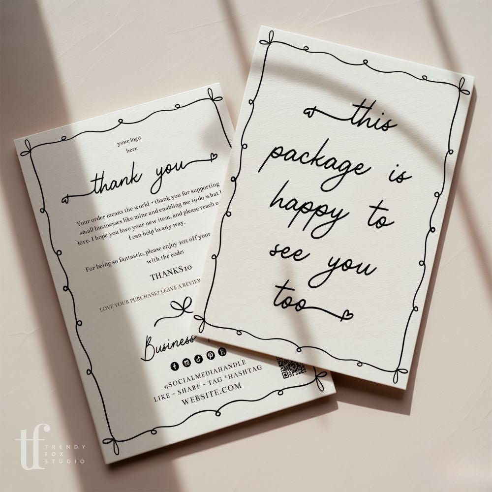 Business Thank You Card Canva Template | Whimsical Coquette | Thea - Trendy Fox Studio