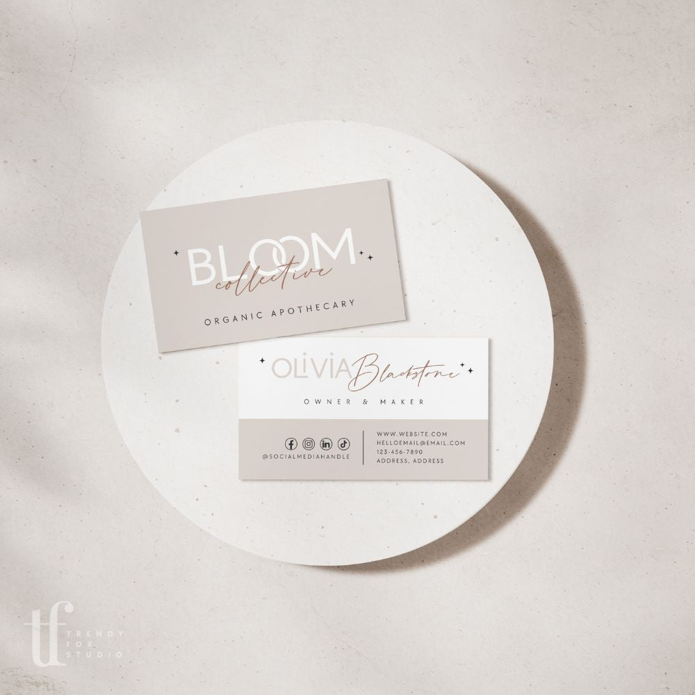 Business Card Canva Template | Elegant Boho | Noa - Trendy Fox Studio