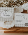 Square Business Card Canva Template with QR Code | Cottagecore Gingham | Lula - Trendy Fox Studio
