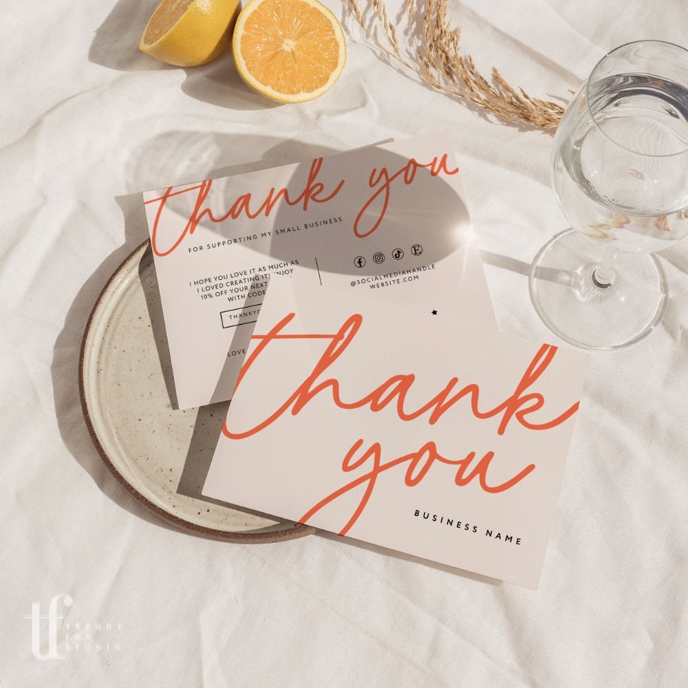 Business Thank You Card Canva Template | Elegant Boho | Inez - Trendy Fox Studio