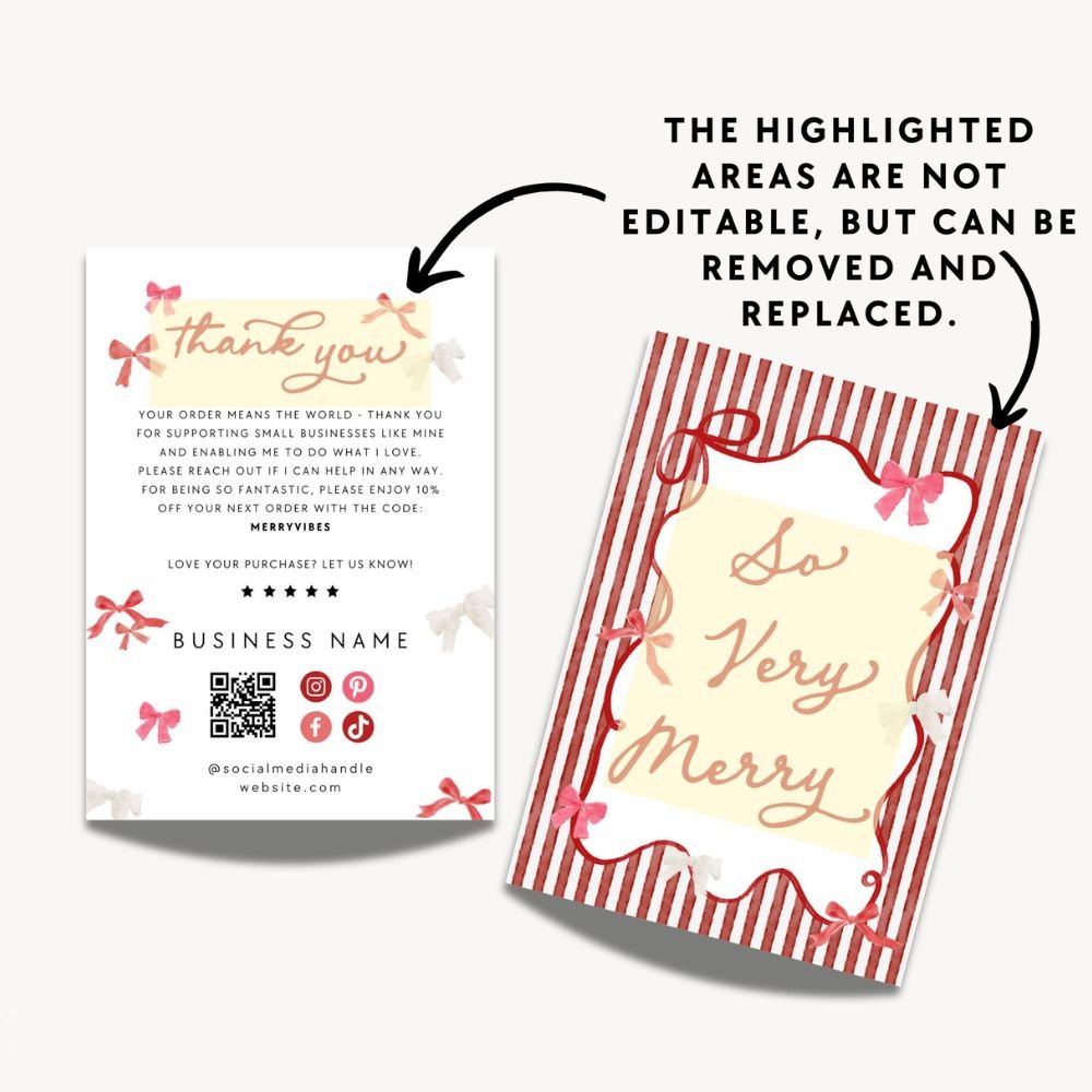 Christmas Business Thank You Card Canva Template | Vintage Coquette - Trendy Fox Studio