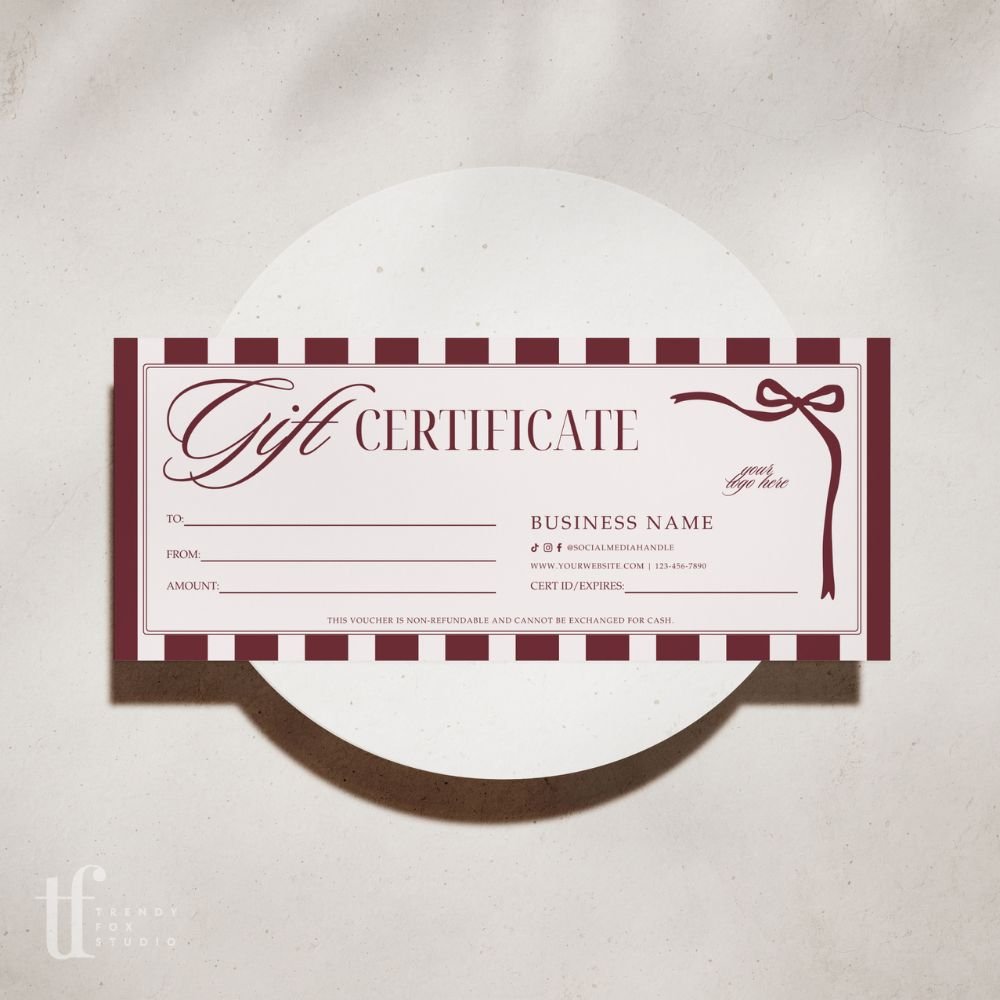 Gift Certificate Canva Template | Old Money Style | Lorna - Trendy Fox Studio