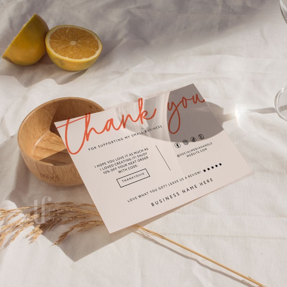 Business Thank You Card Canva Template | Elegant Boho | Inez - Trendy Fox Studio