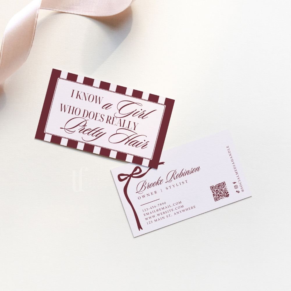 Business Card with QR Code Canva Template | Hair Stylist | Elegant Old Money Style | Lorna - Trendy Fox Studio