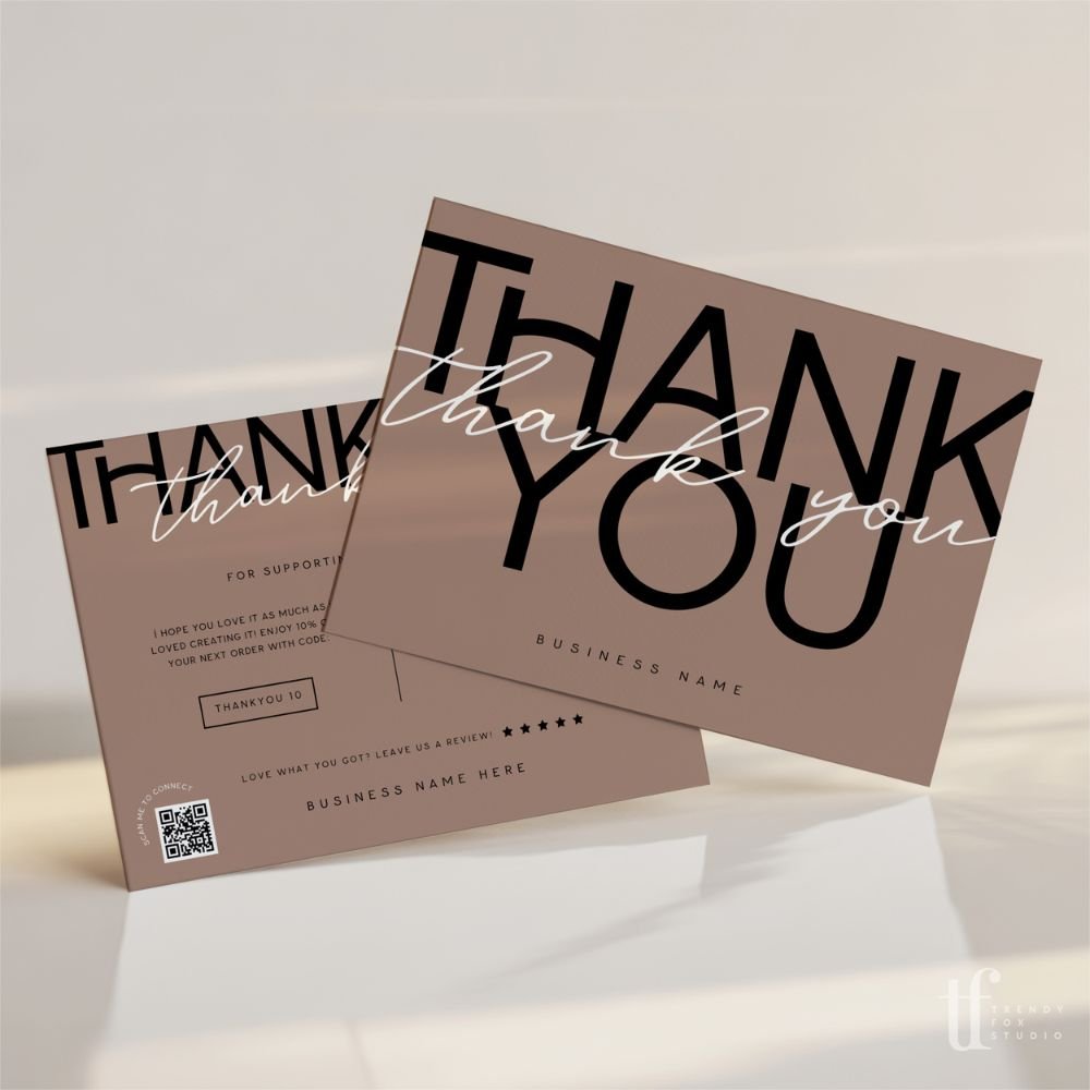 Business Thank You Card Canva Template | Modern Editorial | Lyra - Trendy Fox Studio
