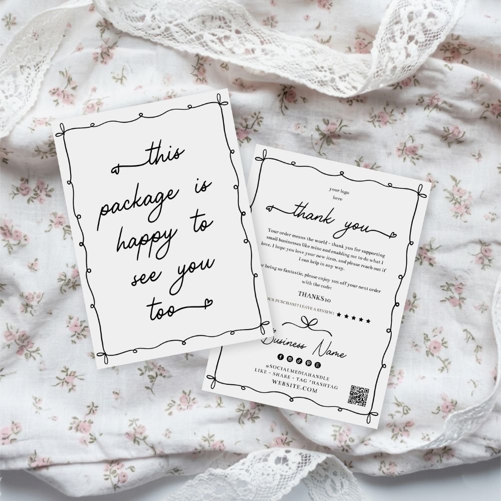 Business Thank You Card Canva Template | Whimsical Coquette | Thea - Trendy Fox Studio