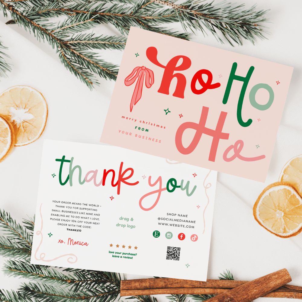 Christmas Business Thank You Card Canva Template | Quirky & Fun Holiday Insert - Trendy Fox Studio