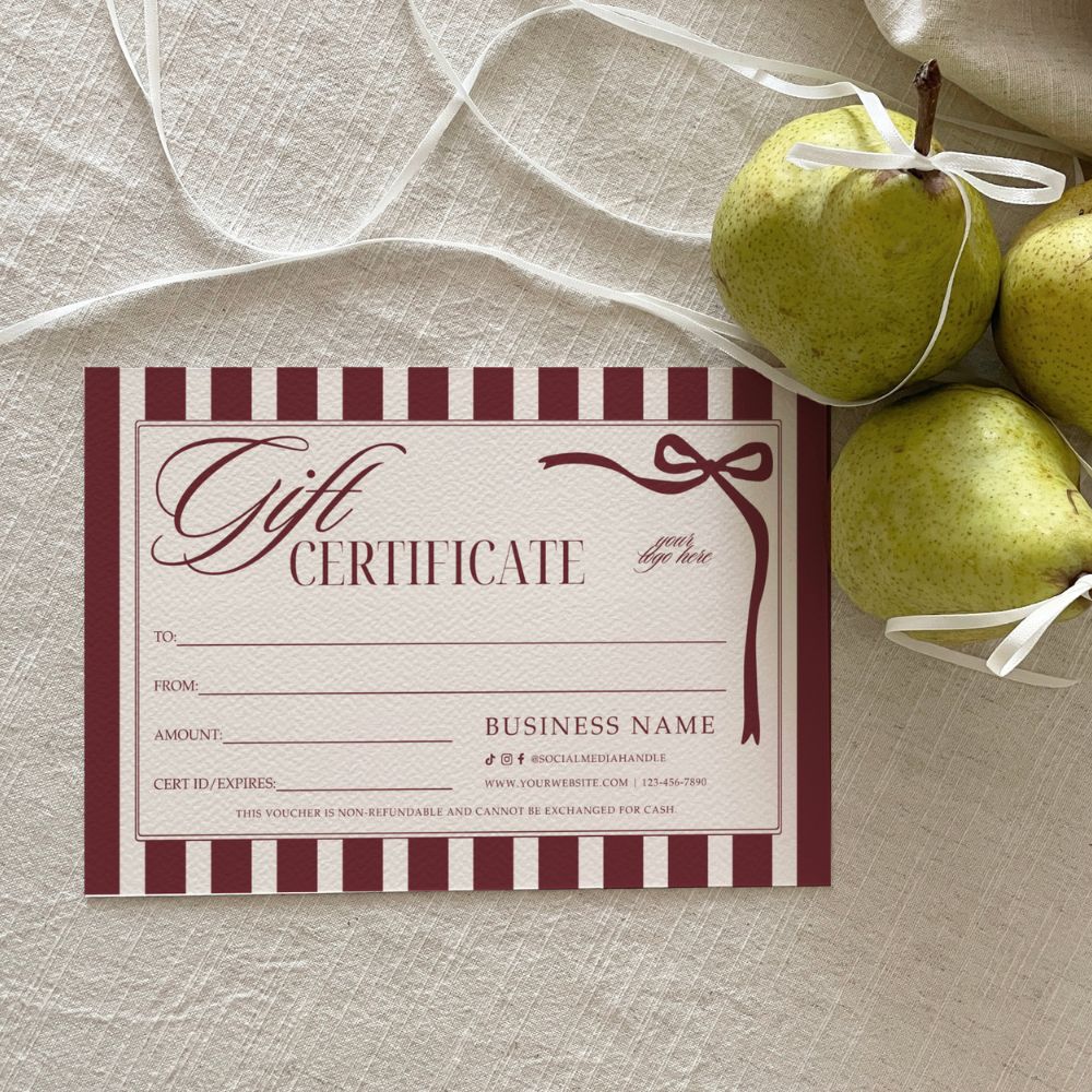 Gift Certificate Canva Template | Old Money Style Postcard | Lorna - Trendy Fox Studio