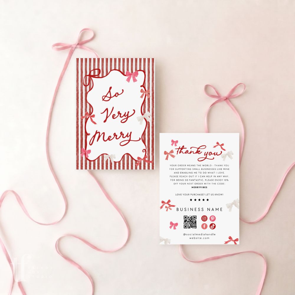 Christmas Business Thank You Card Canva Template | Vintage Coquette - Trendy Fox Studio
