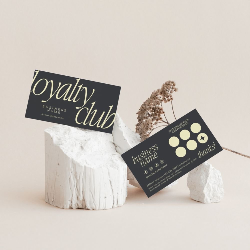 Loyalty Card Canva Template | Luxe Black | Nysa - Trendy Fox Studio