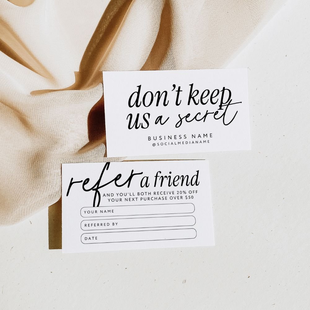 Refer A Friend Discount Card Canva Template | Modern Boho | Inez - Trendy Fox Studio