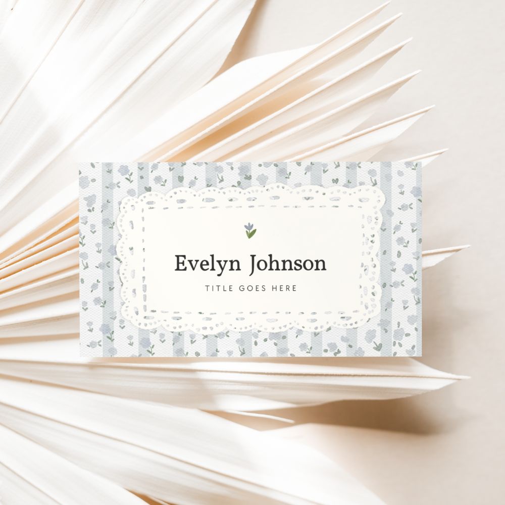 Business Card Canva Template with QR Code | Cottagecore Shabby Chic | Aubrie - Trendy Fox Studio