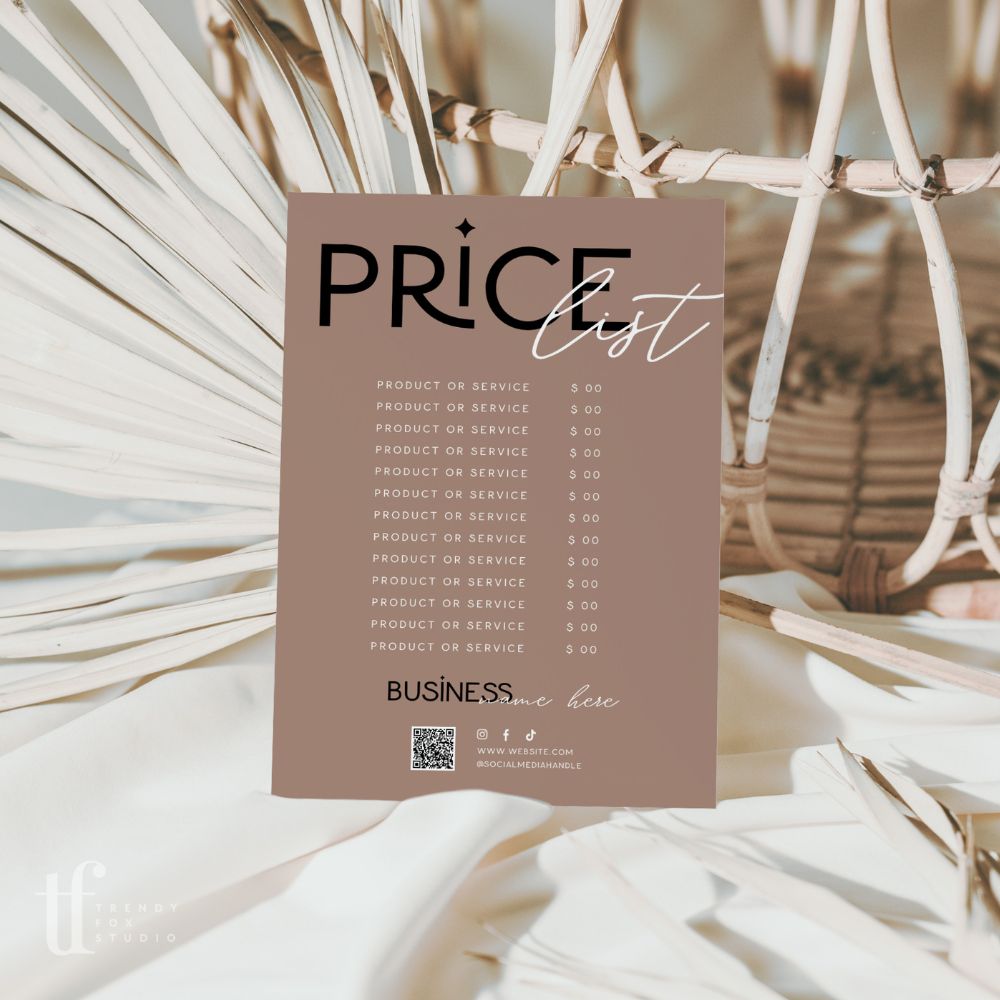Price List Menu Canva Template | Modern Editorial | Lyra - Trendy Fox Studio