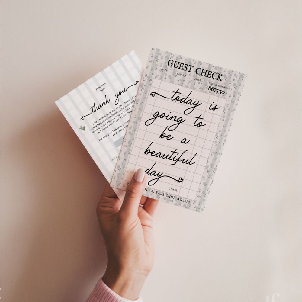 Business Thank You Card Canva Template | Guest Check | Cottagecore Shabby Chic | Aubrie - Trendy Fox Studio