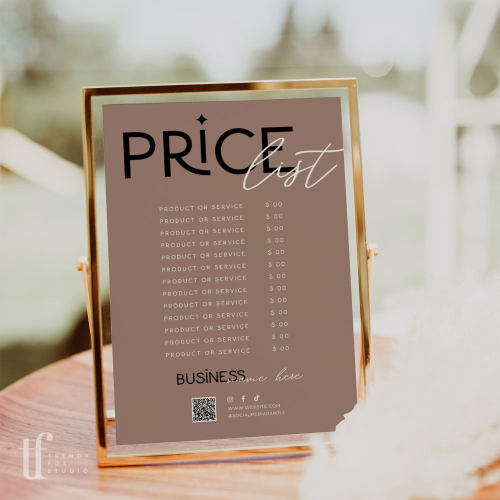 Scan to Pay Sign &amp; Price List Sign | 2 QR Code | Canva Template | Lyra - Trendy Fox Studio