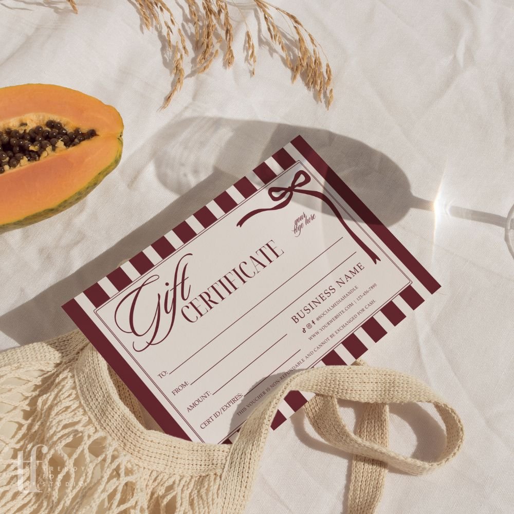 Gift Certificate Canva Template | Old Money Style Postcard | Lorna - Trendy Fox Studio