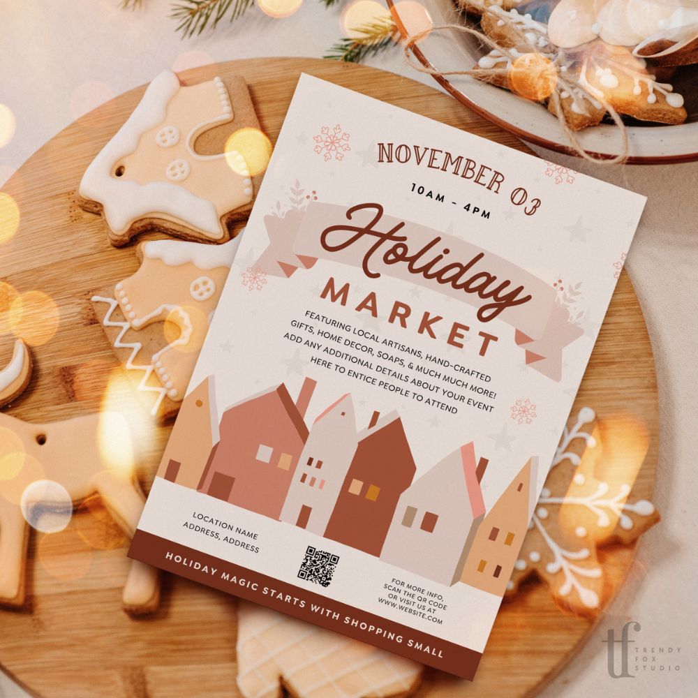 Christmas Craft Fair Event Flyer Canva Template - Trendy Fox Studio