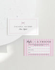 Refer A Friend Discount Card Canva Template | Striped Coquette | Brit - Trendy Fox Studio