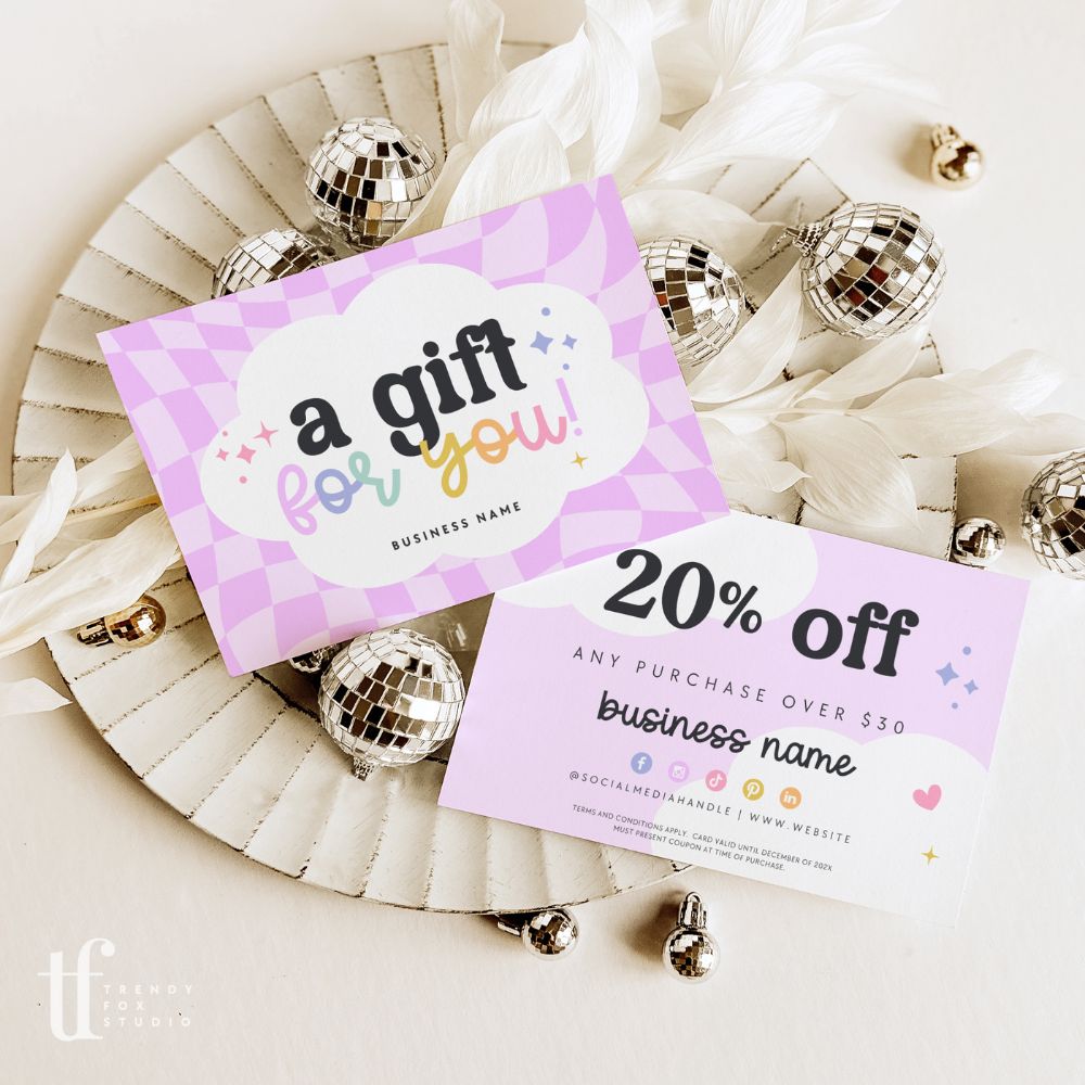 Business Coupon Post Card, Discount Card Canva Template | Colorful Rainbow | Lulu - Trendy Fox Studio