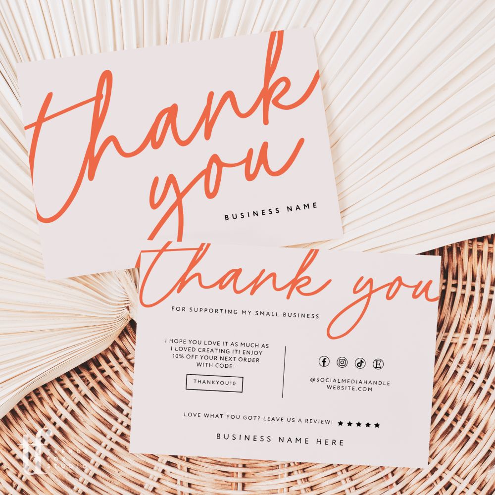 Business Thank You Card Canva Template | Elegant Boho | Inez - Trendy Fox Studio