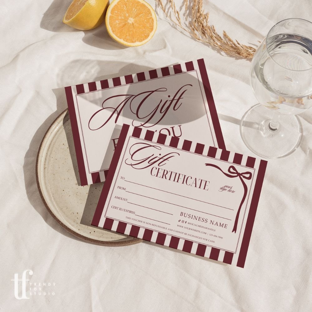 Gift Certificate Canva Template | Old Money Style Postcard | Lorna - Trendy Fox Studio
