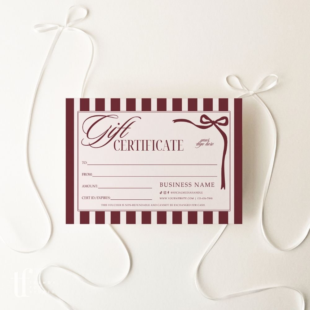 Gift Certificate Canva Template | Old Money Style Postcard | Lorna - Trendy Fox Studio