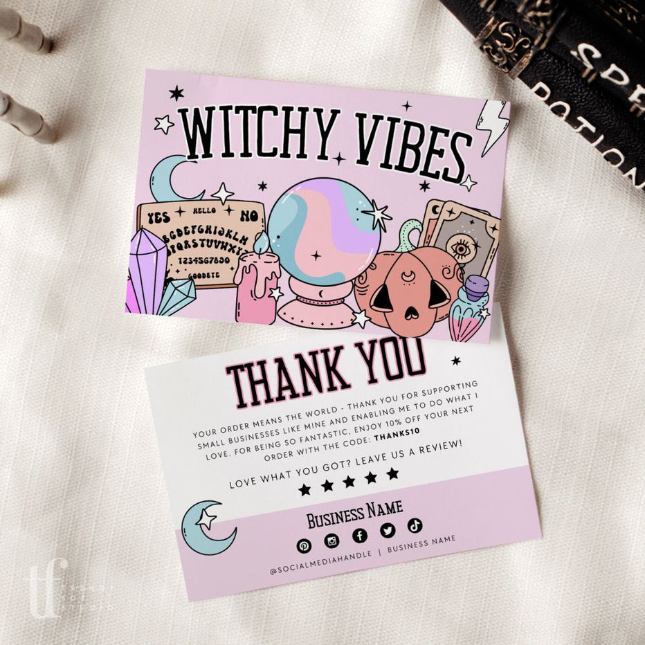 Halloween Business Thank You Card Canva Template | 90s Pastel Witchy ...