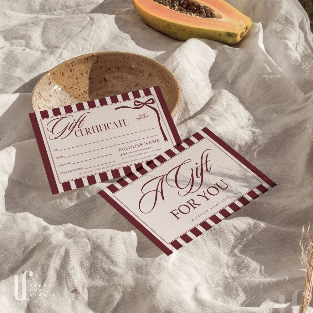 Gift Certificate Canva Template | Old Money Style Postcard | Lorna - Trendy Fox Studio