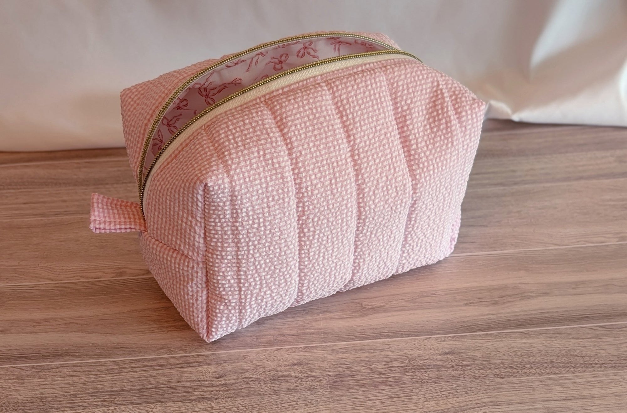 Carry - All Boxy Pouch | Pink Seersucker - Trendy Fox Studio