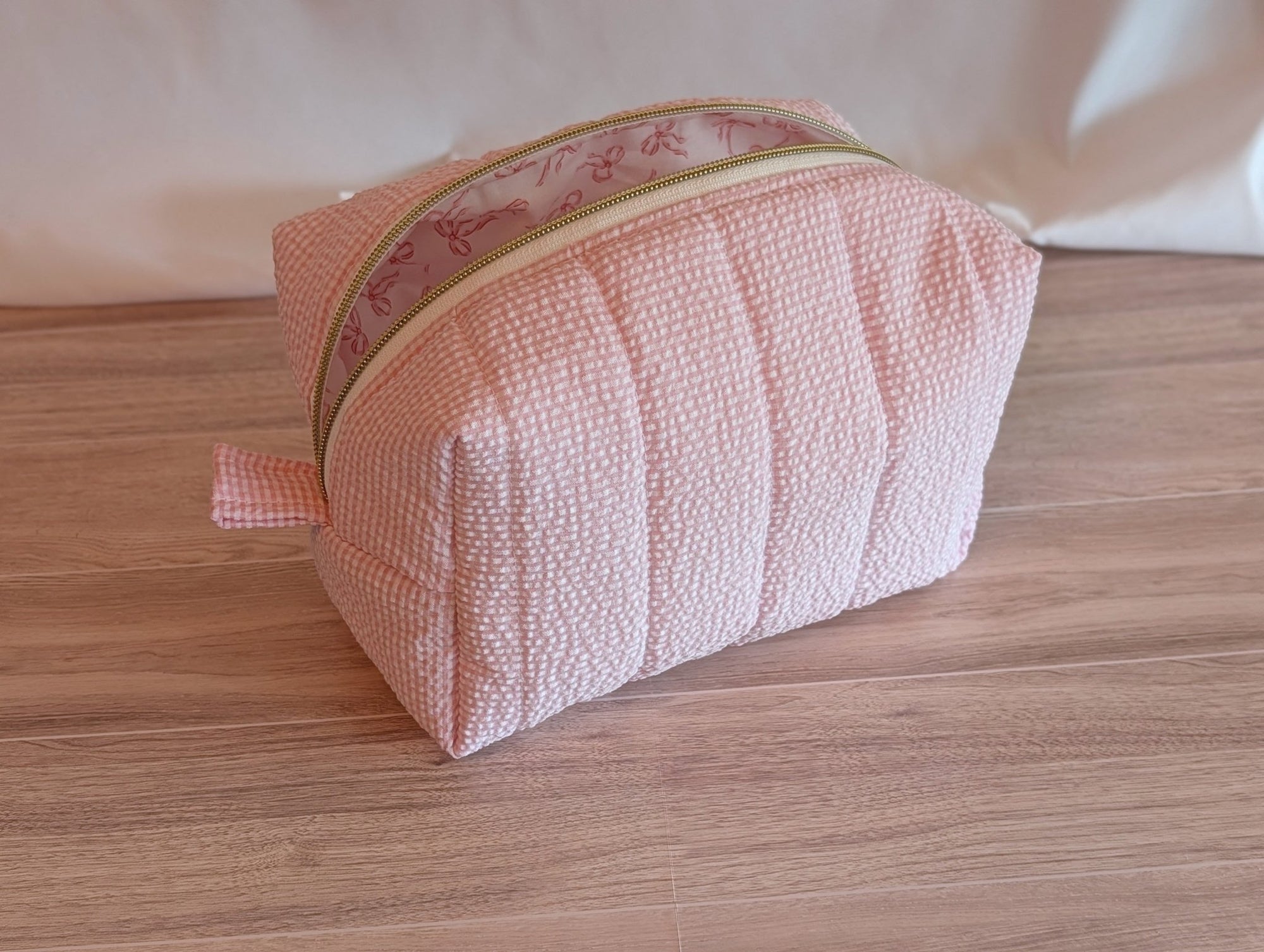 Carry - All Boxy Pouch | Pink Seersucker - Trendy Fox Studio
